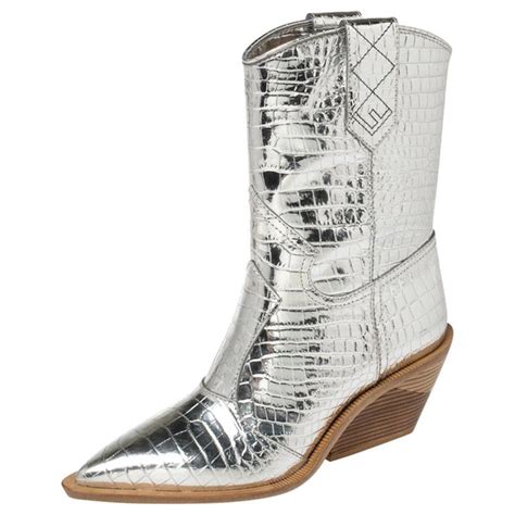 fendi silver cowboy boots|Fendi leather boots.